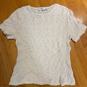 Mango Short Sleeve Cream Textured Top
